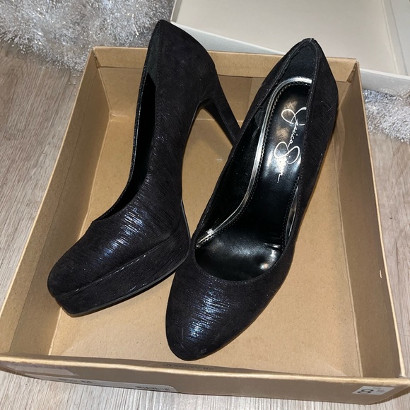 Work attire/ party heel's, black & Navy blue striped - Picture 5 of 5